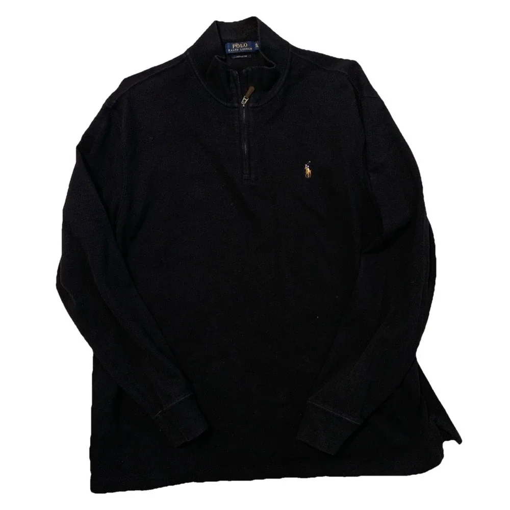 polo ralph lauren mens polo shirt Long sleeve Size XL Black 100 Cotton